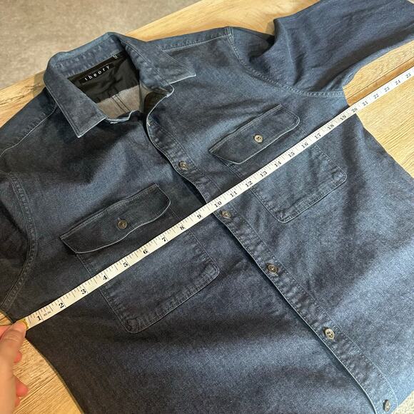Theory Barham C Turini Slim Fit Button Down Shirt Indigo Blue M - Picture 8 of 9